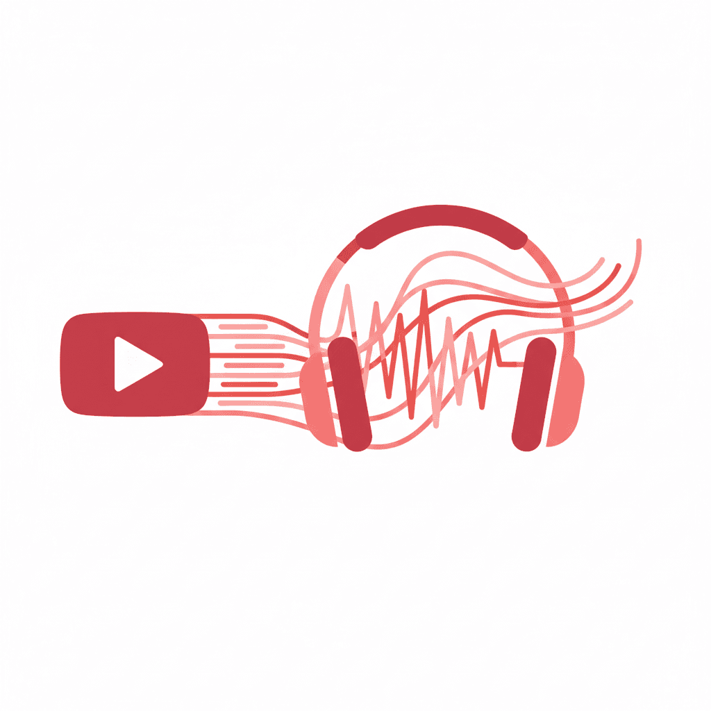 Audio waveform from YouTube being converted to MP3 and transformed into social media posts