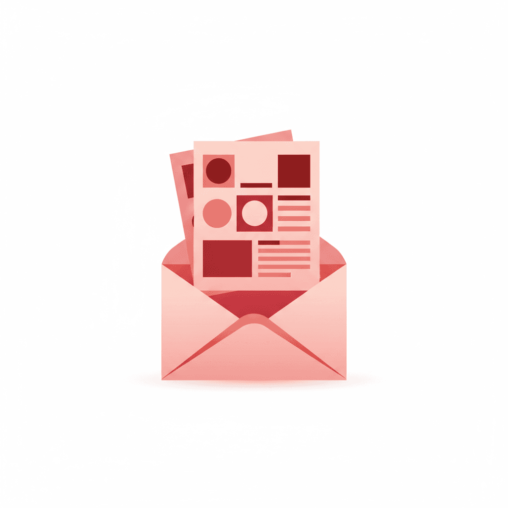 Email newsletter being composed with highlighted sections showing subject line, opening hook, scannable structure, and call to action