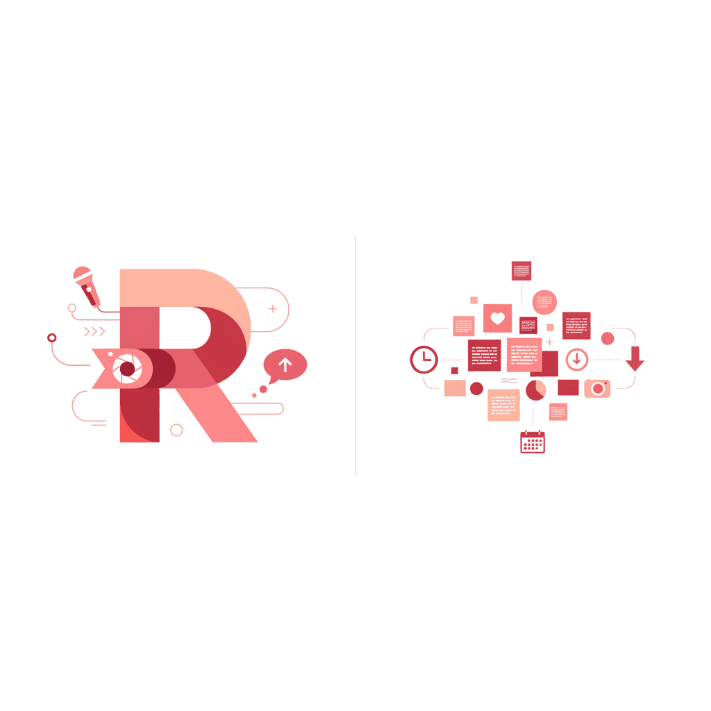 Split screen comparing a ChatGPT conversation interface with the Reslice content generation dashboard