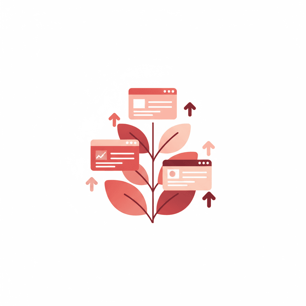 Chart showing organic traffic growth over time with content strategy milestones marked